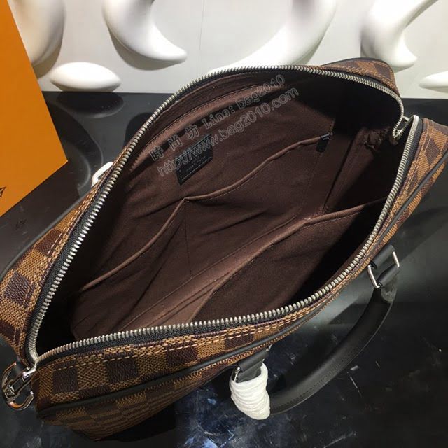 lv新款包包 路易威登Porte-Documents Voyage小號公事包 Damier Graphite格紋帆布 lv時尚商務男士公事包  ydh3900